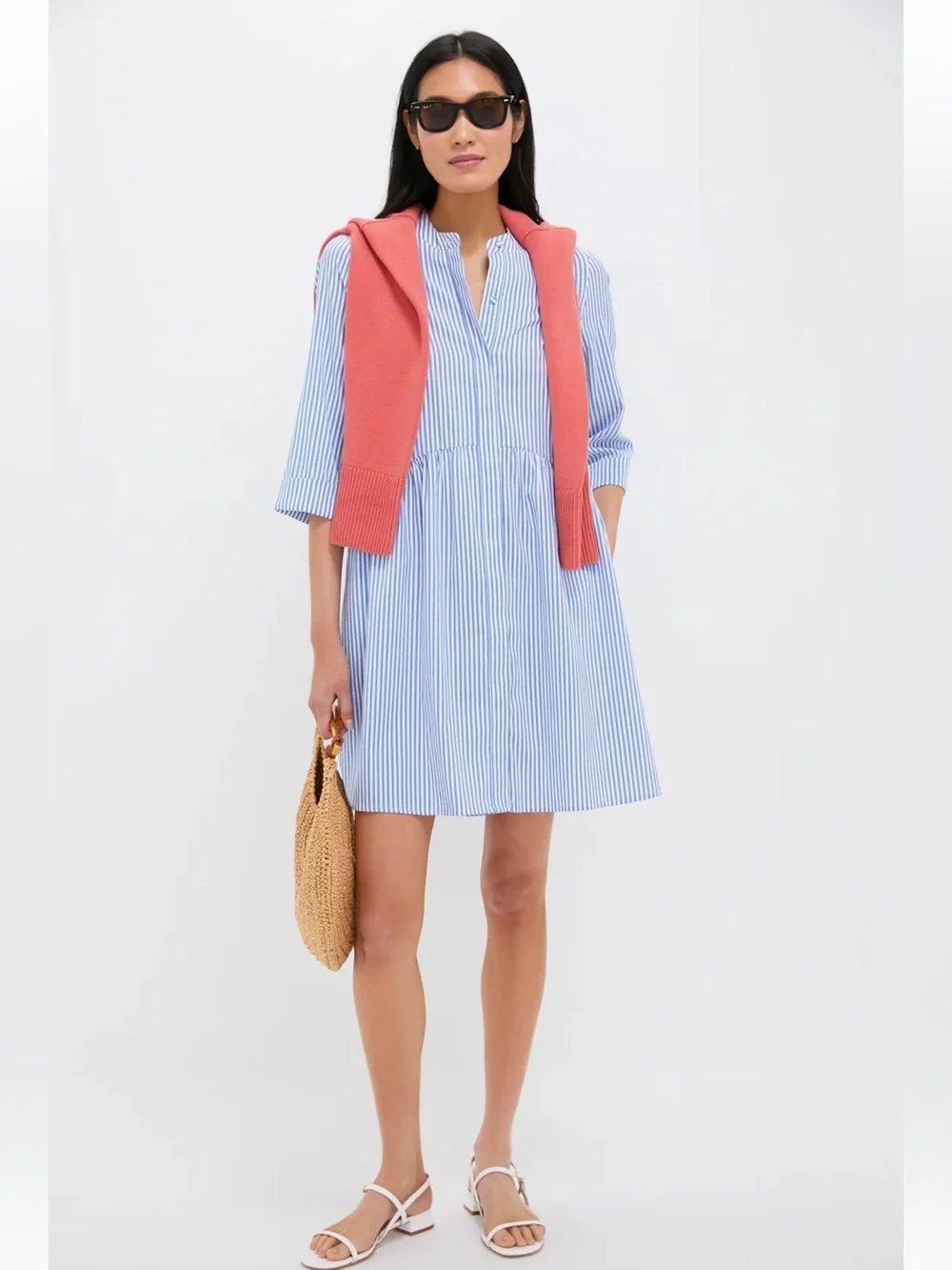 Tuckernuck Blue Stripe Royal Shirt Dress Preppy Classic Spring Summer - XL - Picture 1 of 14